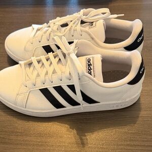 Adidas Classic White Sneakers with Black Stripes